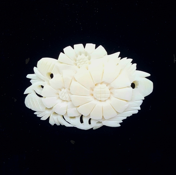 🔴 Vintage 1950's Carved Bone Brooch - Picture 11 of 11